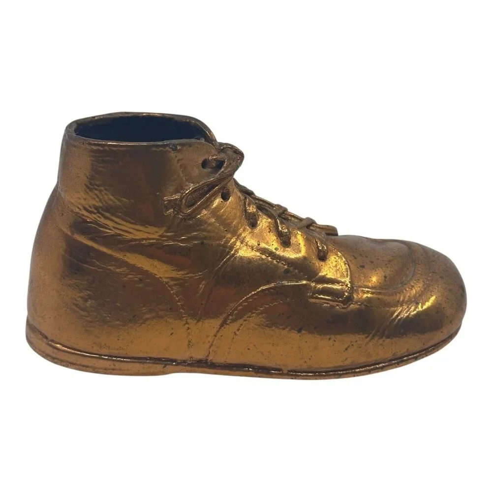 Vintage Bronze‎ Baby Shoes Keepsake Collectibles Pair Appr. 6 Long Mid-Century